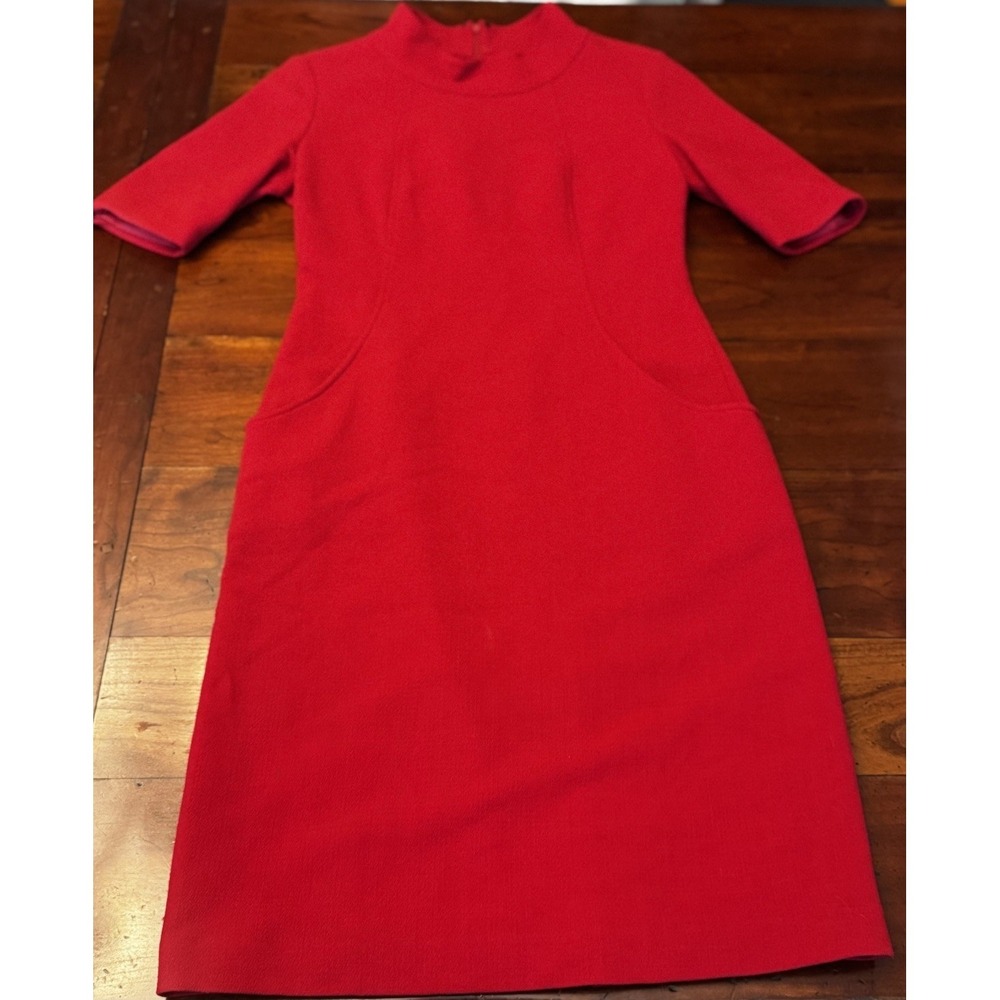 Lafayette 148 New York Women's 0 Short Sleeve Red‎ Midi Pencil Dress